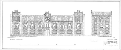 Alzado principal y lateral derecho del Archivo Histórico Provincial de Teruel