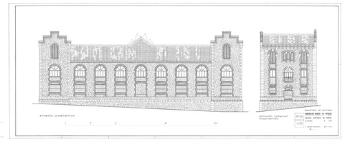 Alzado posterior y lateral izquierdo del Archivo Histórico Provincial de Teruel