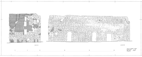 Alzados sur y este del gran salón del Castillo de Monzón (Huesca) - Estado inicial