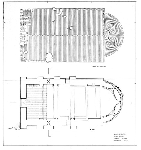 Plantas de la iglesia de San Román de Castro en La Puebla de Castro (Huesca) - Estado inicial. Estado inicial