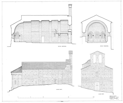 Secciones y alzados de la iglesia de San Román de Castro en La Puebla de Castro (Huesca) - Estado restaurado