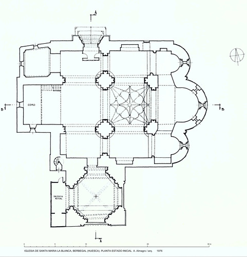 Planta de la iglesia de Santa María la Blanca de Berbegal (Huesca) - Estado inicial