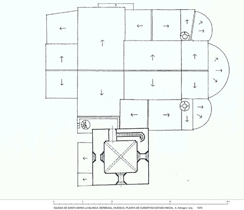 Planta de cubiertas de la iglesia de Santa María la Blanca de Berbegal (Huesca) - Estado inicial