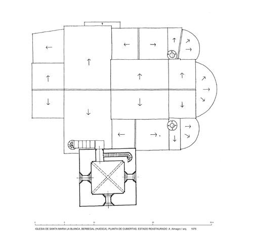 Planta de cubiertas de la iglesia de Santa María la Blanca de Berbegal (Huesca) - Estado restaurado