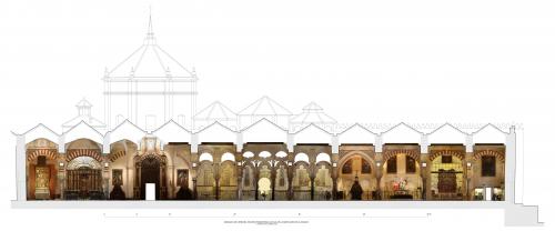 Mezquita de Córdoba - Sección transversal actual al-Hakam con orto