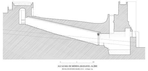 Alcazaba de Mérida - Sección longitudinal aljibe