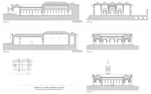 Madinat Al-Zahra (Córdoba) - Mezquita. Secciones