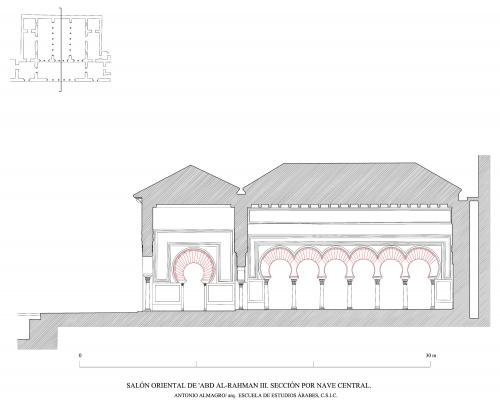 Madinat Al-Zahra (Córdoba) - Salón rico. Sección longitudinal