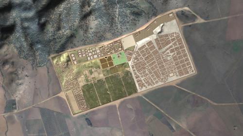 Madinat al-Zahra (Córdoba) - Planta general. Vista aérea entorno