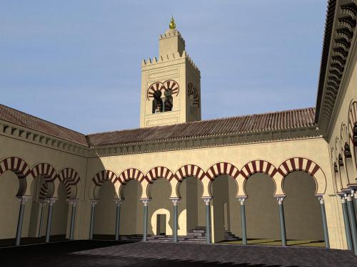 Madinat al-Zahra (Córdoba) - Vista del patio y el alminar de la mezquita