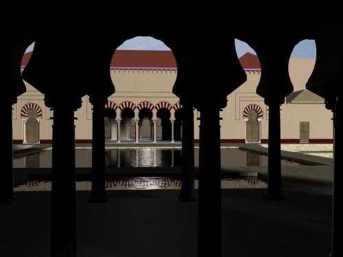 Madinat al-Zahra (Córdoba) - El maylis al-Sarqi desde el interior del pabellón central del jardín alto