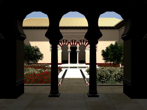 Madinat al-Zahra (Córdoba) - Vista del patio de la Alberca desde el salón este