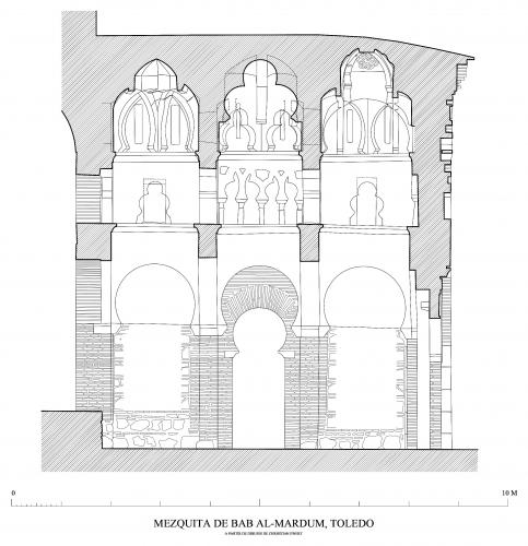 Mezquita de Bab Mardum (Toledo) - Sección transversal