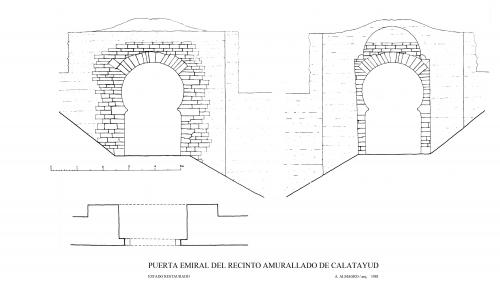 Puerta emiral del recinto amurallado de Calatayud (Zaragoza) - Planta y alzados restaurados