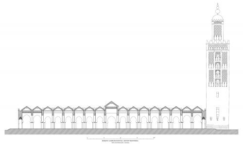 Mezquita aljama almohade de Sevilla - Sección transversal por sala hipótesis