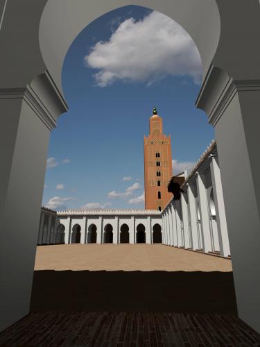 Mezquita aljama almohade de Sevilla - Patio de la aljama almohade desde el oeste
