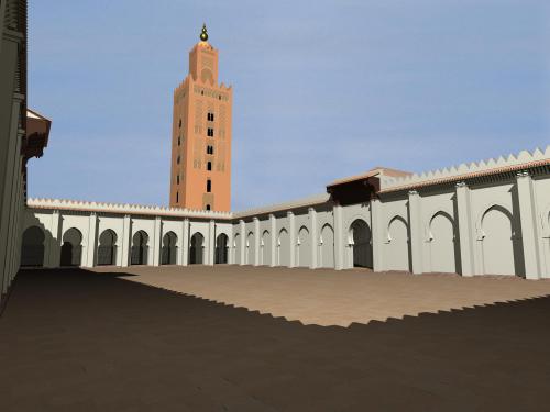 Mezquita aljama almohade de Sevilla - Vista del patio con los arcos de la fachada cegados