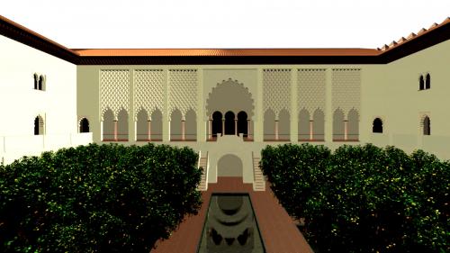 Alcázar islámico (Sevilla) - Vista general del patio del Crucero almohade