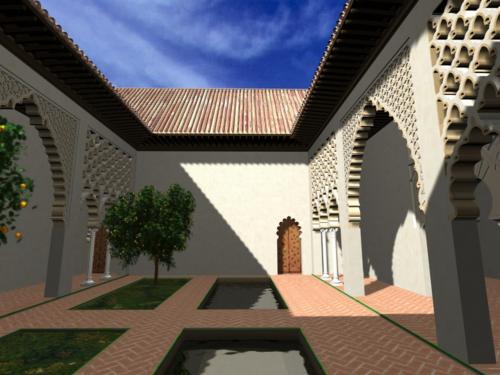 Alcázar islámico (Sevilla) - Patio del Cuarto del Yeso en época islámica