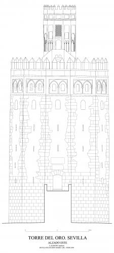 Torre del Oro (Sevilla) - Alzado Este  Torre del Oro hipótesis