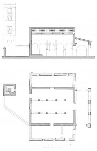 Mezquita de Cuatrovitas (Bollullos de la Mitación, Sevilla) - Planta y sección actuales