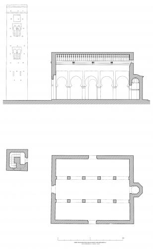 Mezquita de Cuatrovitas (Bollullos de la Mitación, Sevilla) - Planta y sección hipótesis