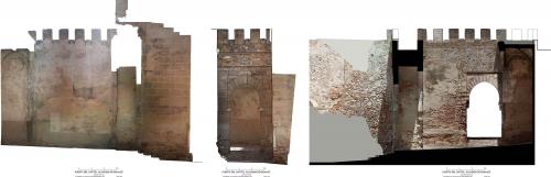 Alcazaba de Badajoz - Alzado y sección. Ortos