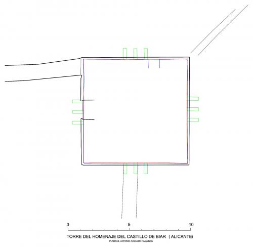 Torre del homenaje del castillo de Biar (Alicante) - Plantas
