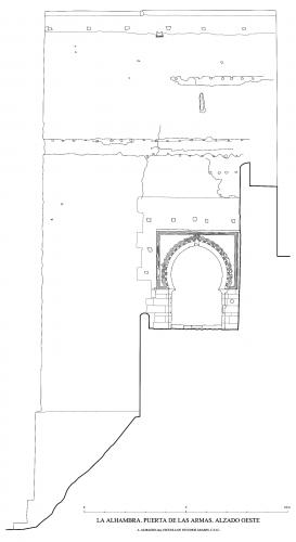 Alhambra de Granada - Alzado Oeste de laPuerta de las Armas