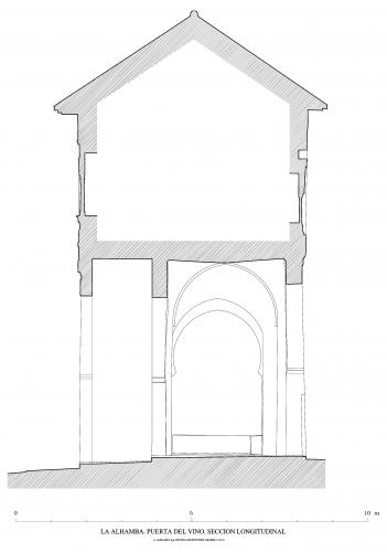 Alhambra de Granada - Sección longitudinal Puerta del Vino