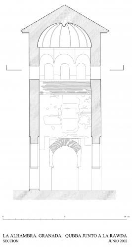 Alhambra de Granada - Qubba junto aRauda. Sección