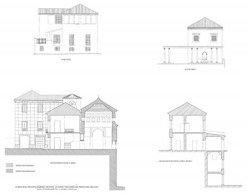 Cuarto Real de Santo Domingo (Granada) - Alzados y secciones edificio s. XIX