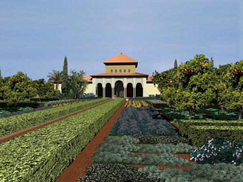 Cuarto Real de Santo Domingo (Granada) - Vista general del jardín y la qubba