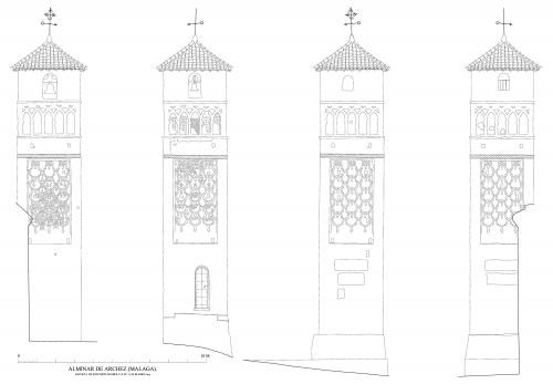 Alminar de la mezquita de Archez (Málaga) - Alzados