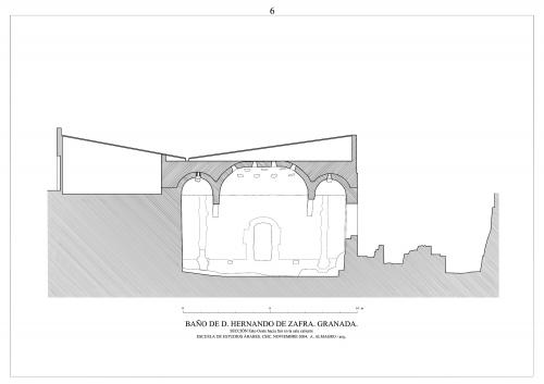 Baño de Hernando de Zafra (Granada) - Sección sala caliente E-O hacia S