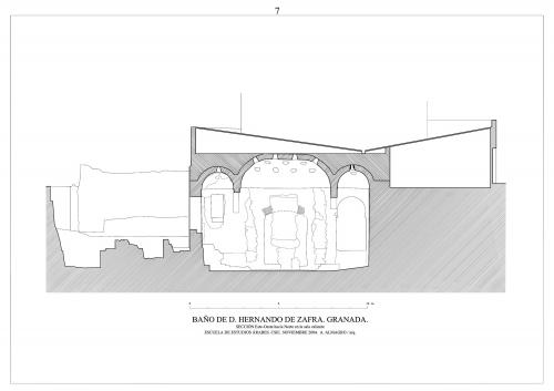 Baño de Hernando de Zafra (Granada) - Sección sala caliente E-O hacia N