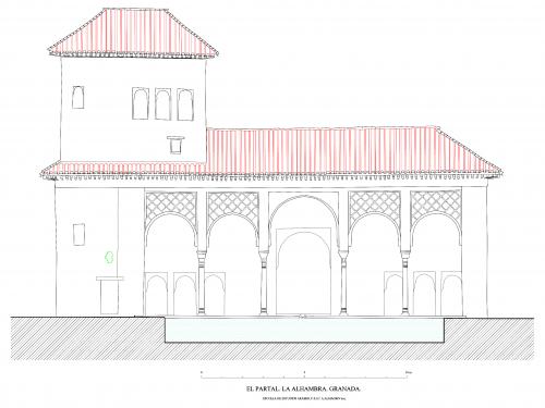 Palacios del Partal. Alhambra (Granada) - Alzado actual Partal Bajo