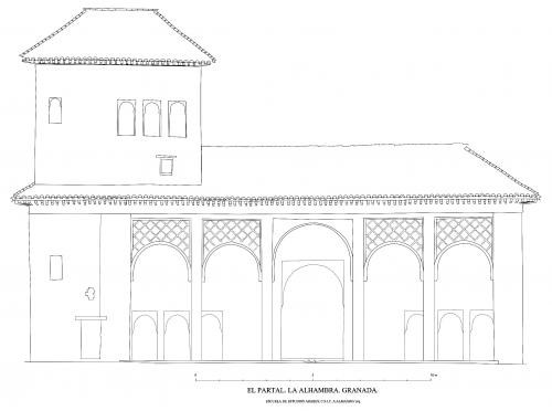 Palacios del Partal. Alhambra (Granada) - Alzado hipótesis Partal Bajo