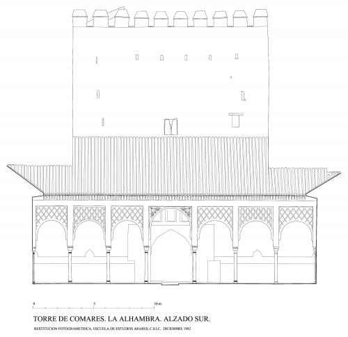 Casa Real de la Alhambra (Granada) - Alzado Sur Torre de Comares hipótesis