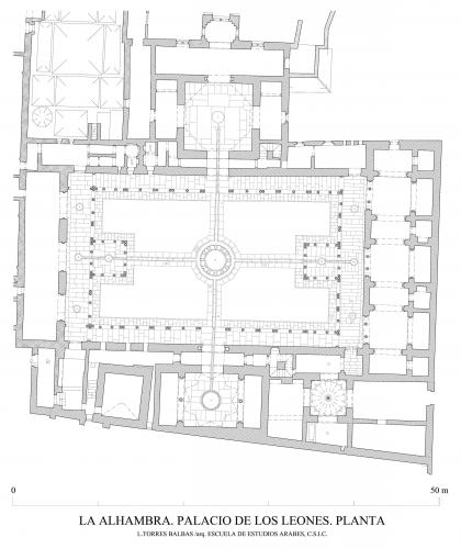 Casa Real de la Alhambra (Granada) - Planta Palacio de los Leones