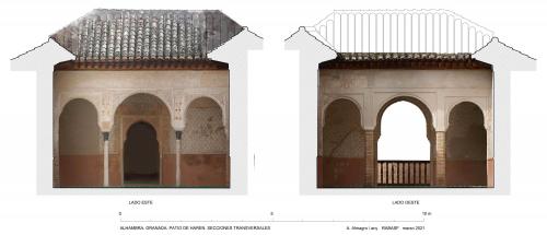 Casa Real de la Alhambra (Granada) - Secciones transversales patio del Harén