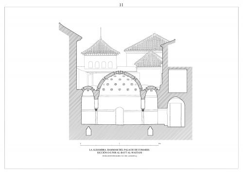 Hammam del palacio de Comares (Granada) - Sección O-E por sala templada