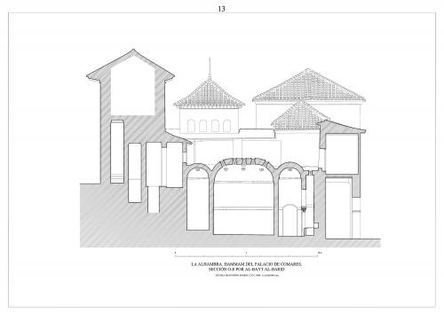 Hammam del palacio de Comares (Granada) - Sección O-E por sala fría