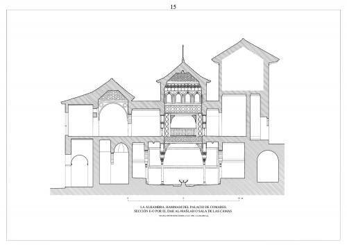 Hammam del palacio de Comares (Granada) - Sección O-E por sala de reposo