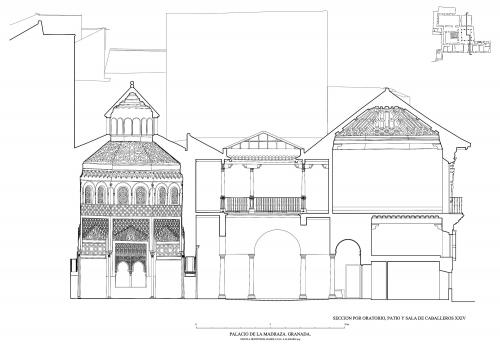 Madraza de Granada - Sección longitudinal por oratorio y sala Caballeros XXIV