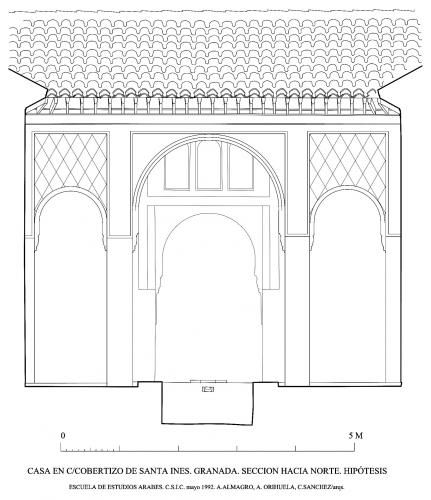 Casa Cobertizo de Santa Inés (Granada) - Alzado inicial del salón hipótesis