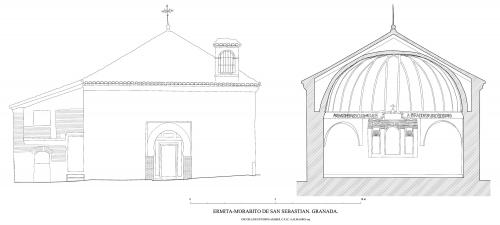 Ermita-morabito de San Sebastián (Granada) - Alzado y sección transversal