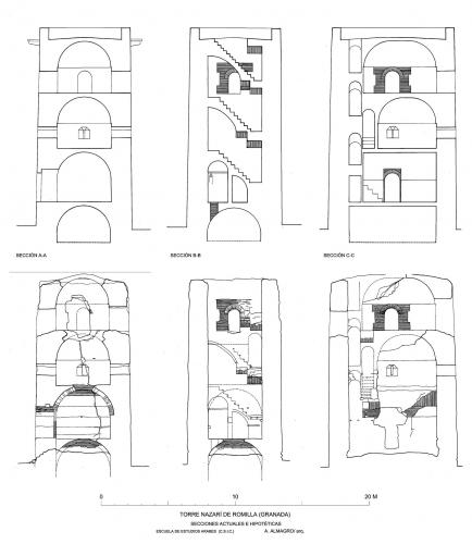 Torre nazarí de Romilla (Granada) - Secciones