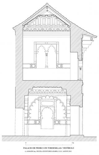 Palacio-Convento de Santa Clara (Tordesillas, Valladolid) - Sección vestíbulo hipótesis