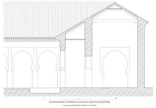 Palacio-Convento de Santa Clara (Tordesillas, Valladolid) - Sección salón del Aljibe hipótesis